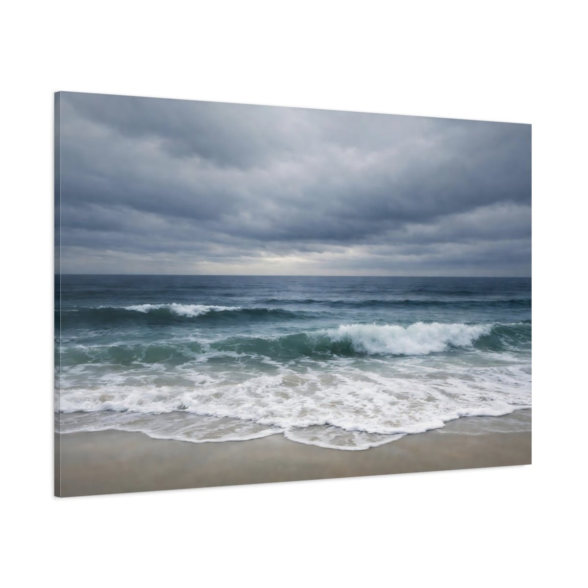 Nature Ocean Waves Beach Sky - Canvas Wall Art Print - YesArtYes