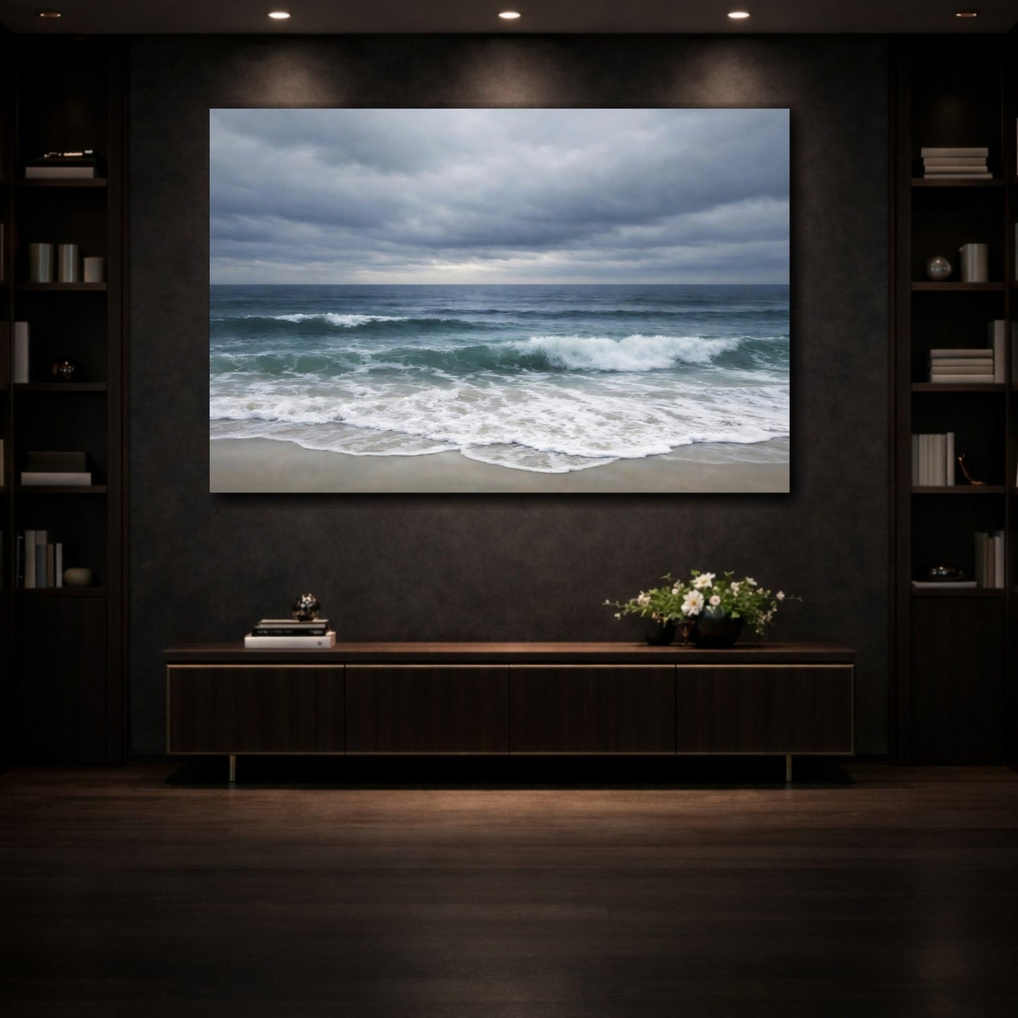 Nature Ocean Waves Beach Sky - Canvas Wall Art Print - YesArtYes