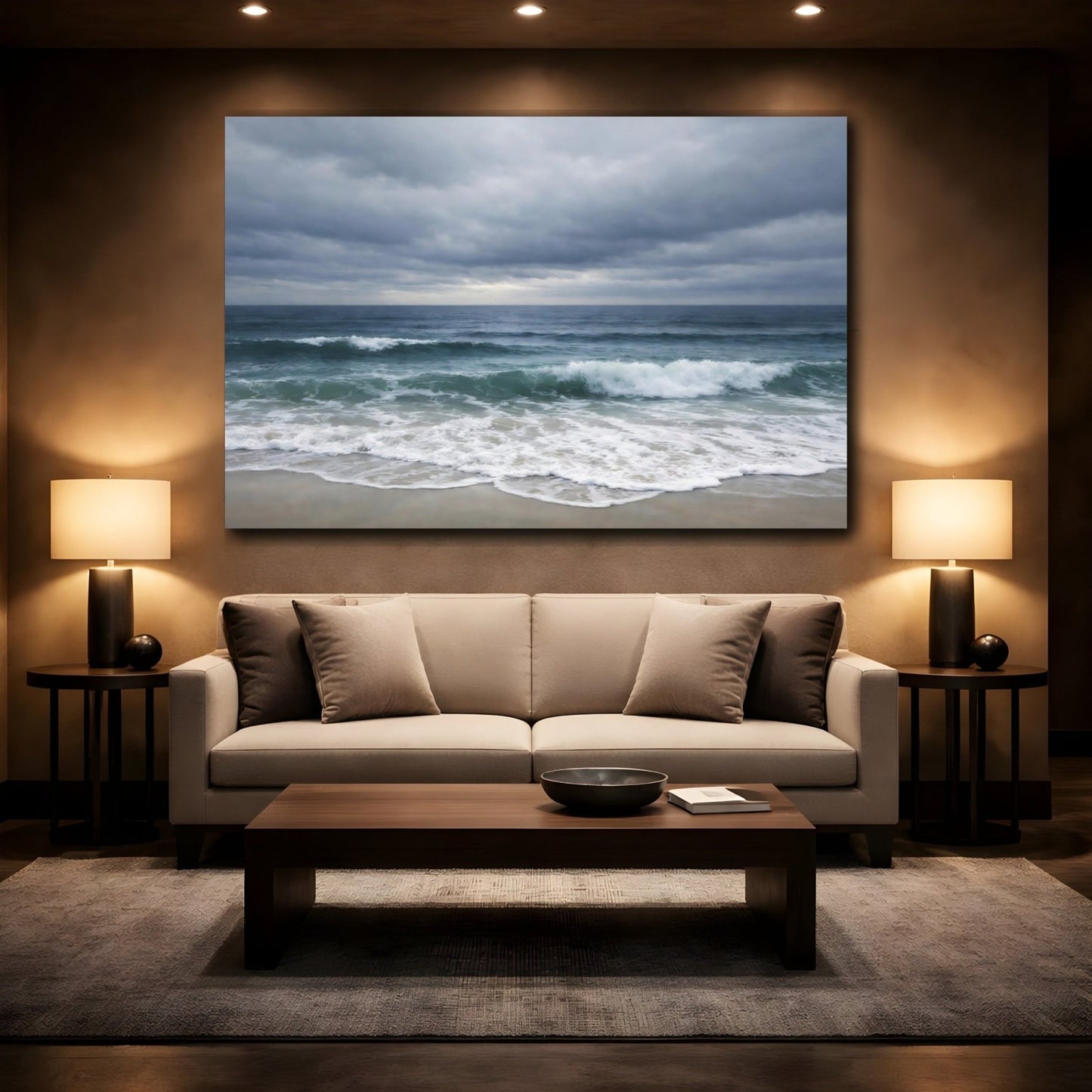 Nature Ocean Waves Beach Sky - Canvas Wall Art Print - YesArtYes