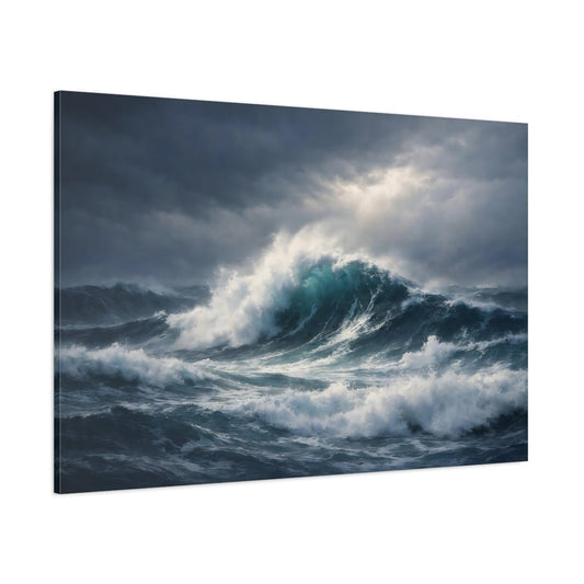Nature Ocean Waves Blue And Gray - Canvas Wall Art Print - YesArtYes