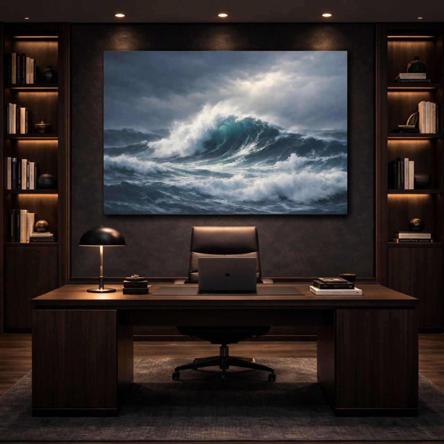 Nature Ocean Waves Blue And Gray - Canvas Wall Art Print - YesArtYes