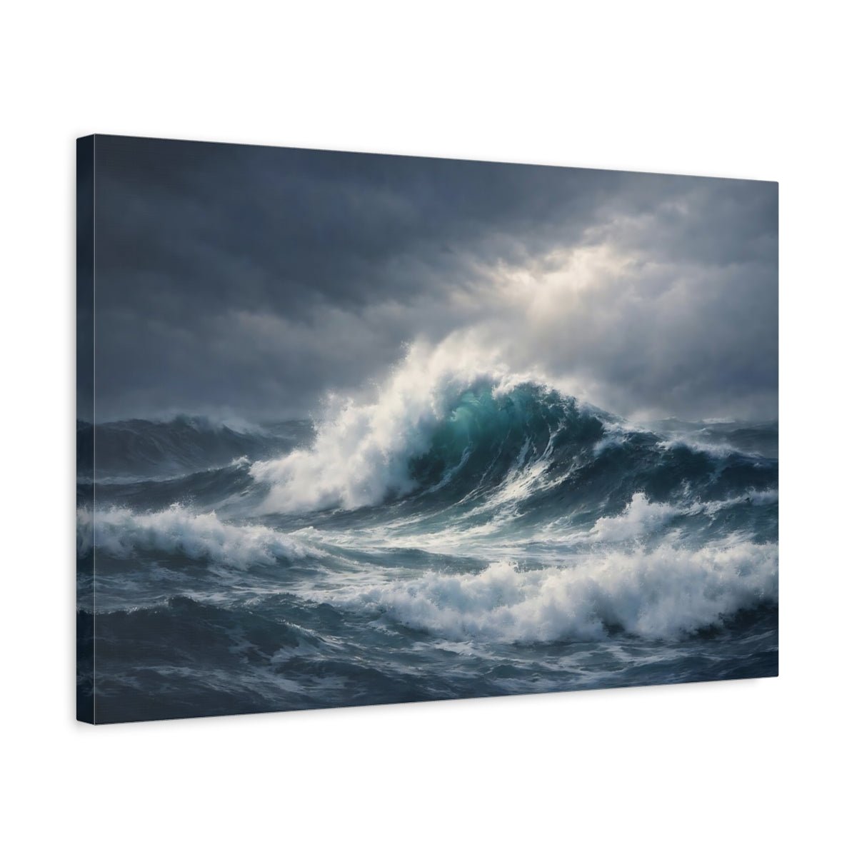 Nature Ocean Waves Blue And Gray - Canvas Wall Art Print - YesArtYes