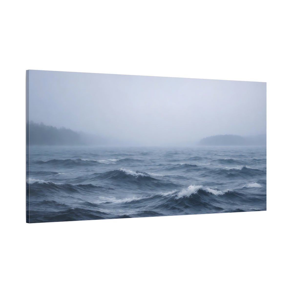Nature Ocean Waves Blue And Grey - Canvas Wall Art Print - YesArtYes