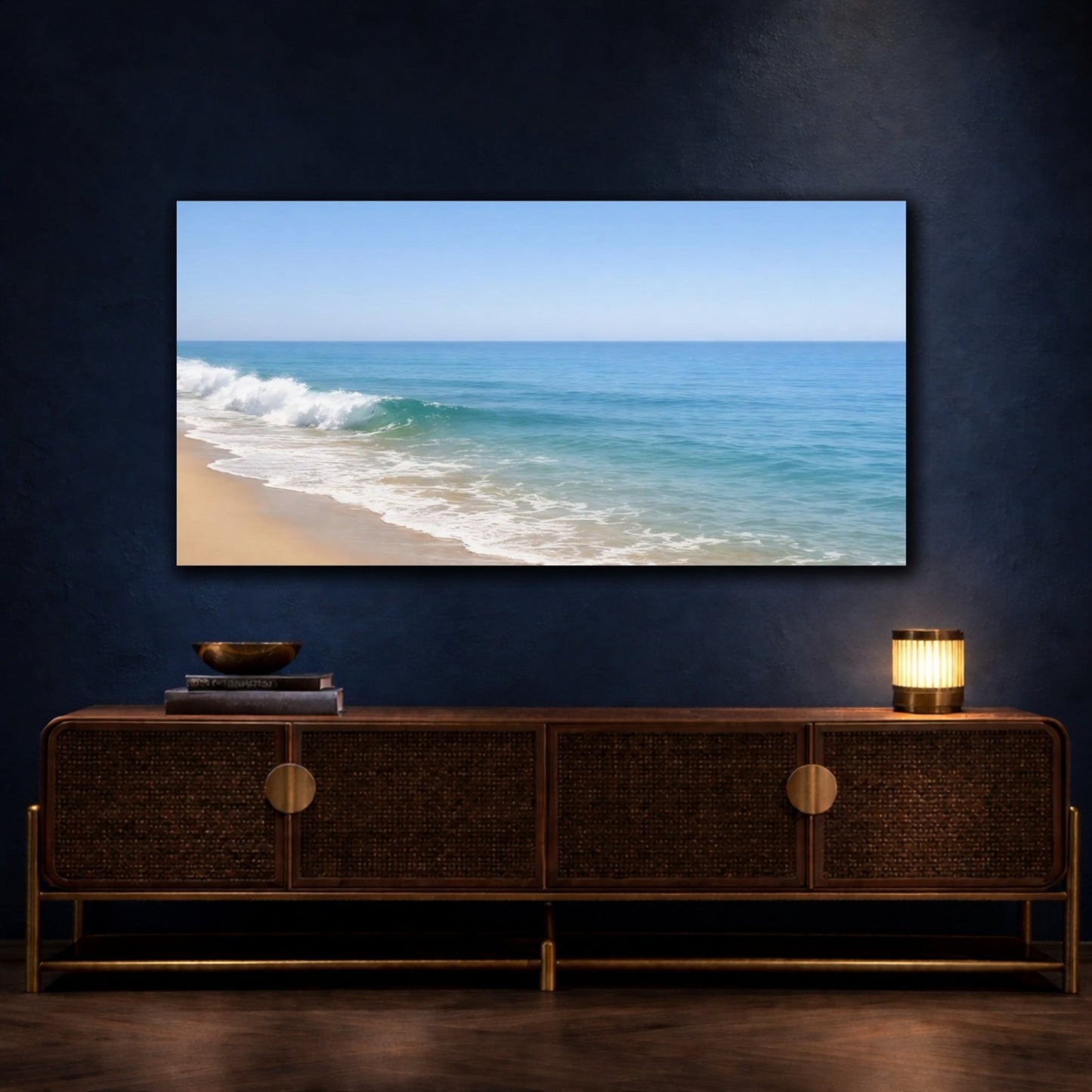 Nature Ocean Waves Blue And Sand - Canvas Wall Art Print - YesArtYes