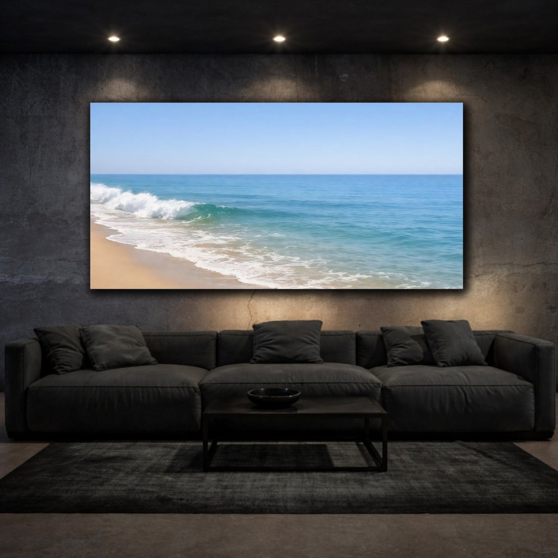 Nature Ocean Waves Blue And Sand - Canvas Wall Art Print - YesArtYes