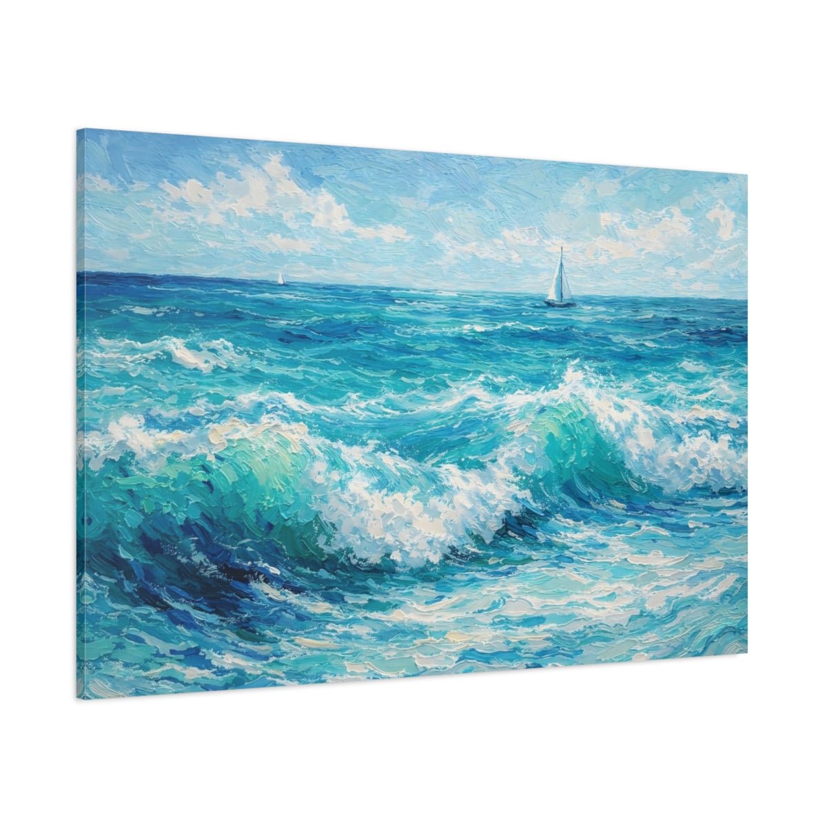Nature Ocean Waves Blue - Canvas Wall Art Print - YesArtYes