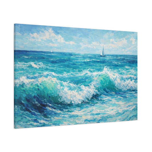 Nature Ocean Waves Blue - Canvas Wall Art Print - YesArtYes