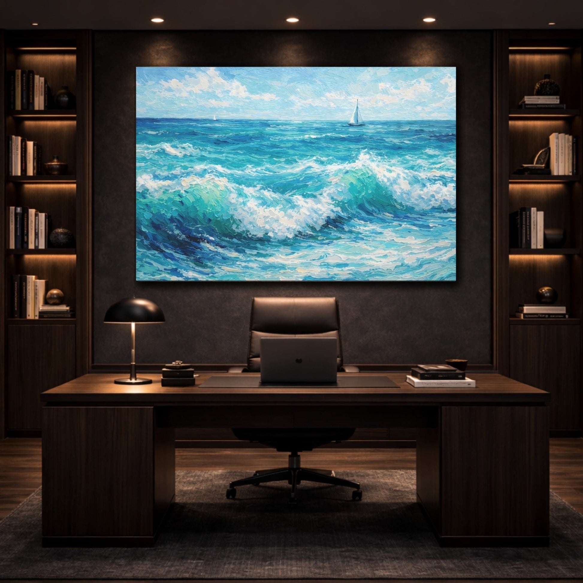 Nature Ocean Waves Blue - Canvas Wall Art Print - YesArtYes