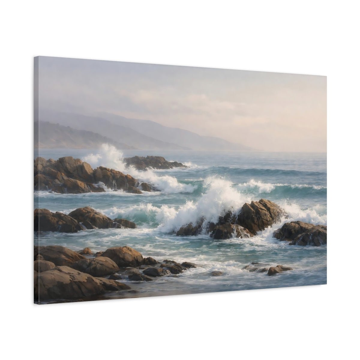 Nature Ocean Waves Blue - Canvas Wall Art Print - YesArtYes