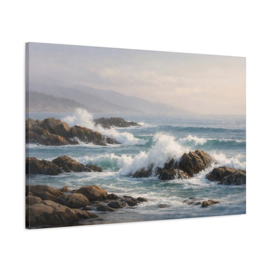 Nature Ocean Waves Blue - Canvas Wall Art Print - YesArtYes