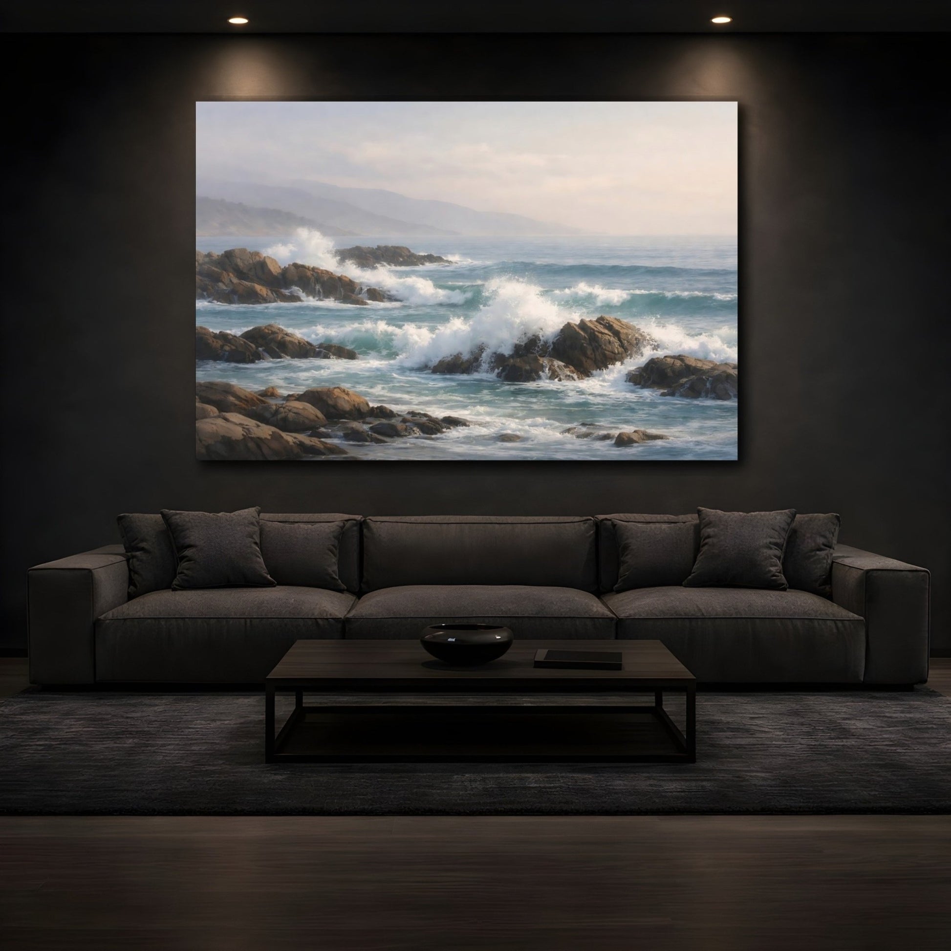 Nature Ocean Waves Blue - Canvas Wall Art Print - YesArtYes