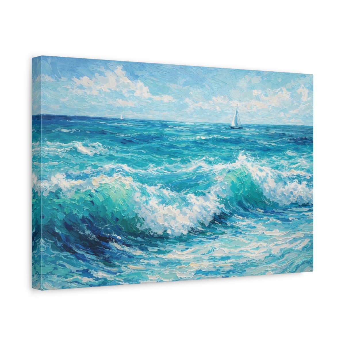 Nature Ocean Waves Blue - Canvas Wall Art Print - YesArtYes