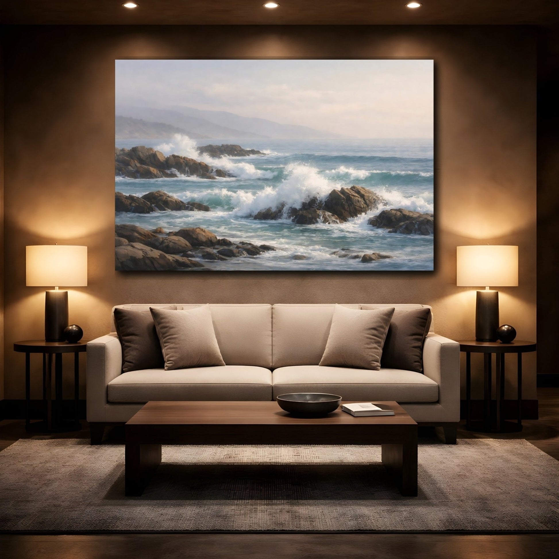 Nature Ocean Waves Blue - Canvas Wall Art Print - YesArtYes