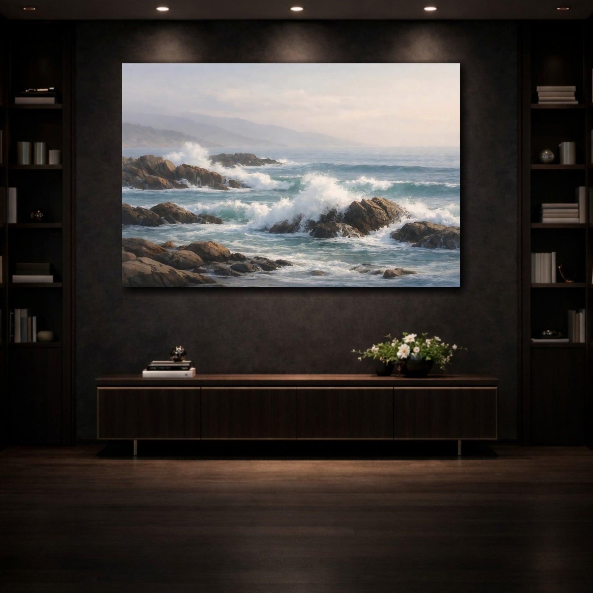 Nature Ocean Waves Blue - Canvas Wall Art Print - YesArtYes