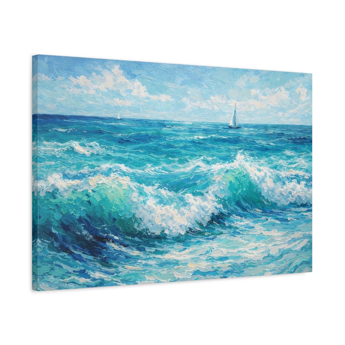 Nature Ocean Waves Blue - Canvas Wall Art Print - YesArtYes