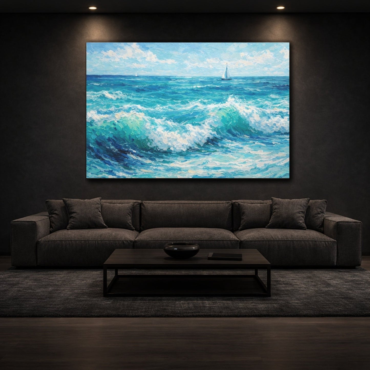 Nature Ocean Waves Blue - Canvas Wall Art Print - YesArtYes