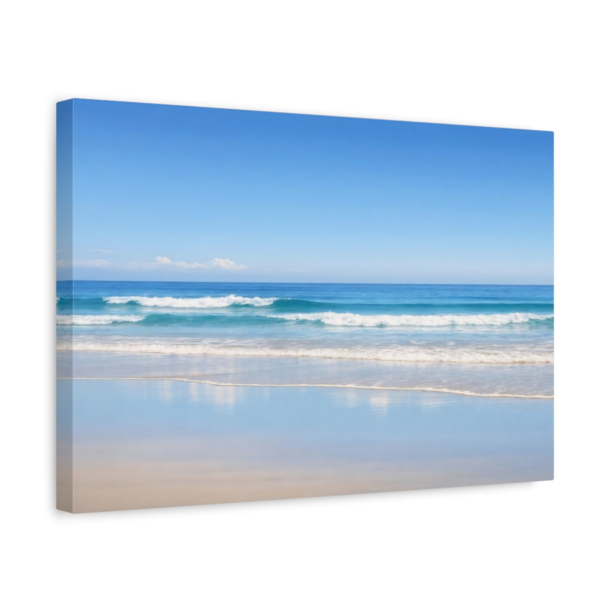 Side Mockup 4. Nature Ocean Waves Blue Ocean shown as stretched canvas wall art