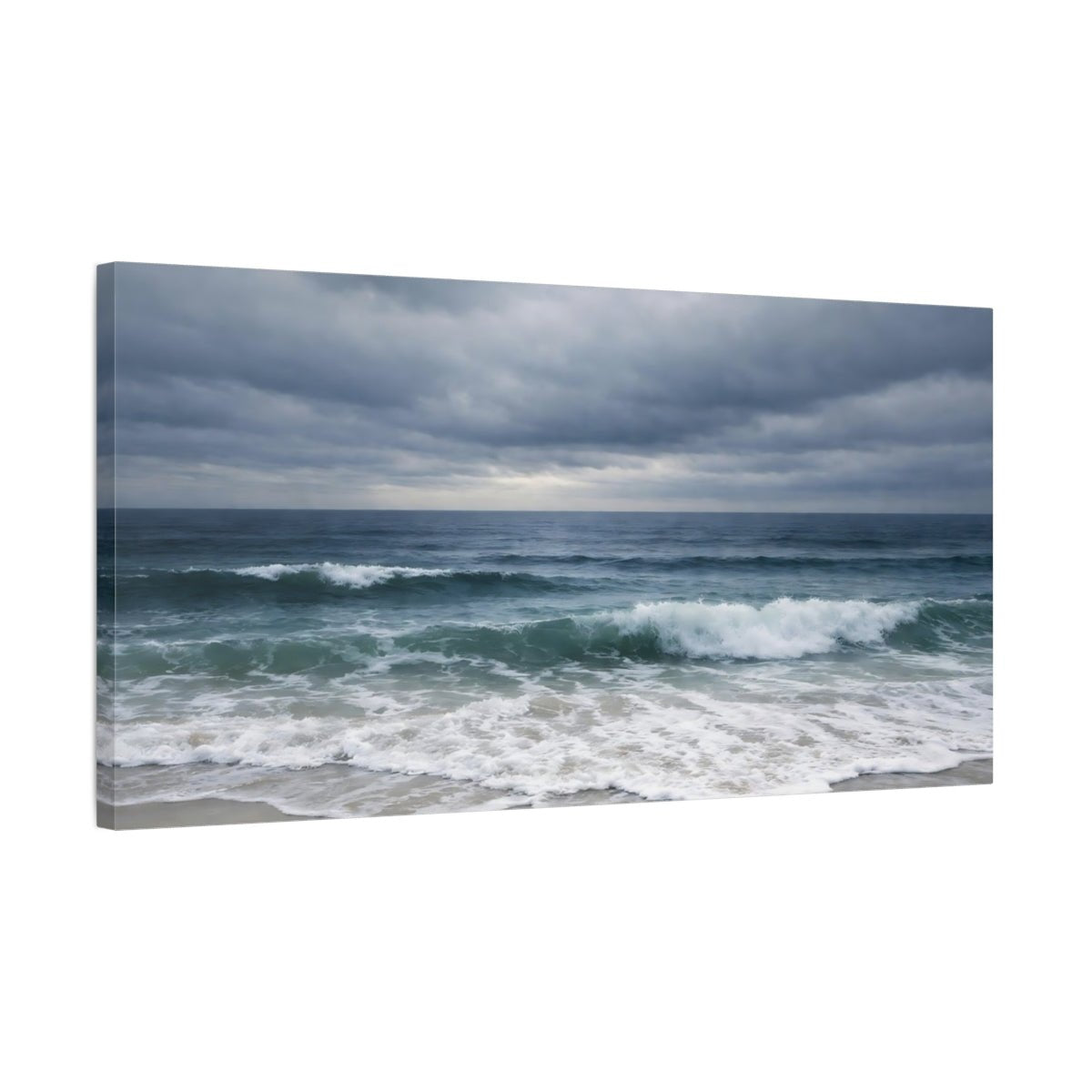 Nature Ocean Waves Blue Grey - Canvas Wall Art Print - YesArtYes
