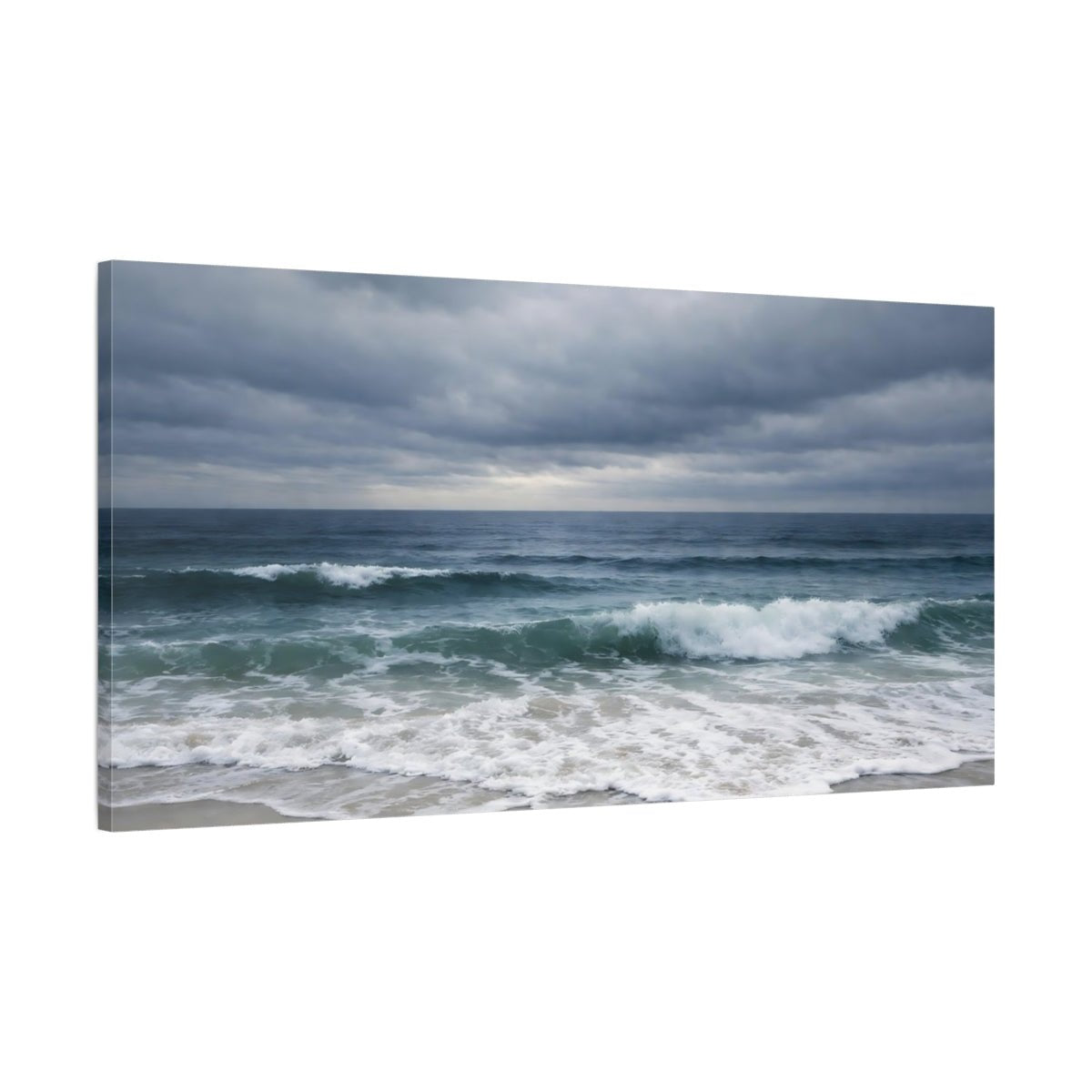Nature Ocean Waves Blue Grey - Canvas Wall Art Print - YesArtYes