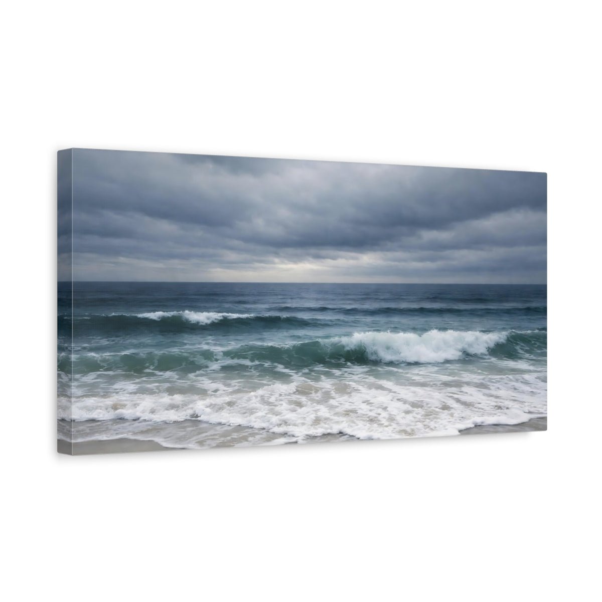 Nature Ocean Waves Blue Grey - Canvas Wall Art Print - YesArtYes