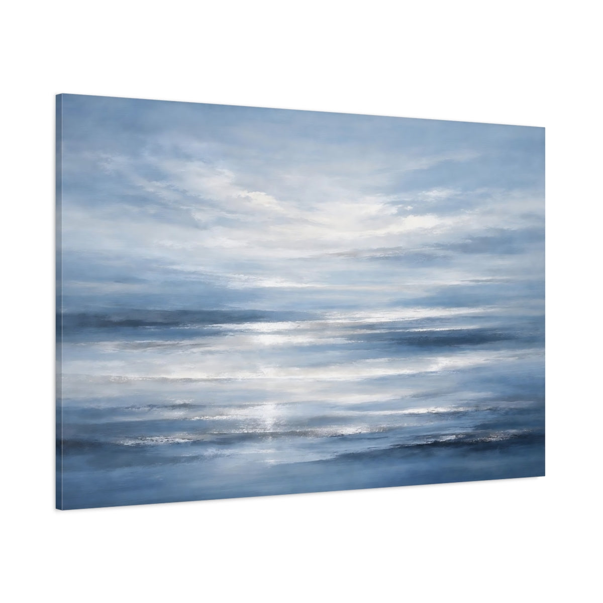 Main Mockup. Nature Ocean Waves Blue Ocean Abstract shown as stretched canvas wall art