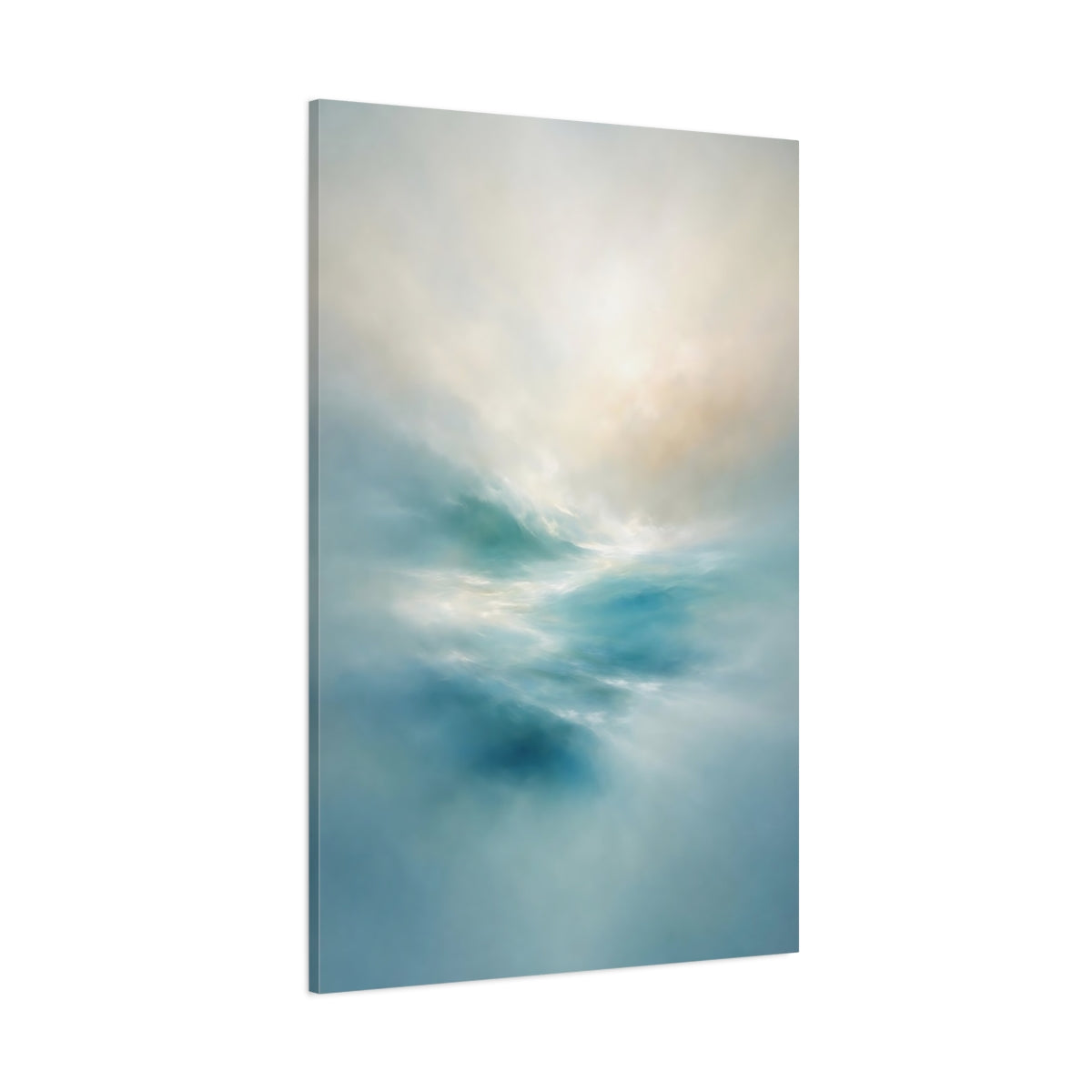 Main Mockup. Nature Ocean Waves Blue Ocean Waves shown as stretched canvas wall art