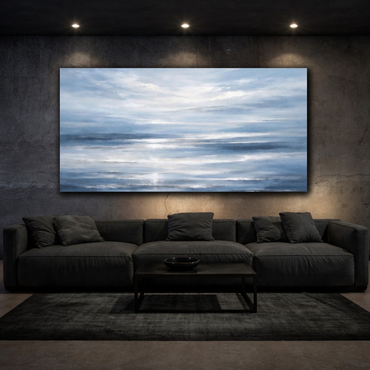 Mockup 2. Nature Ocean Waves Blue Seascape shown as stretched canvas wall art