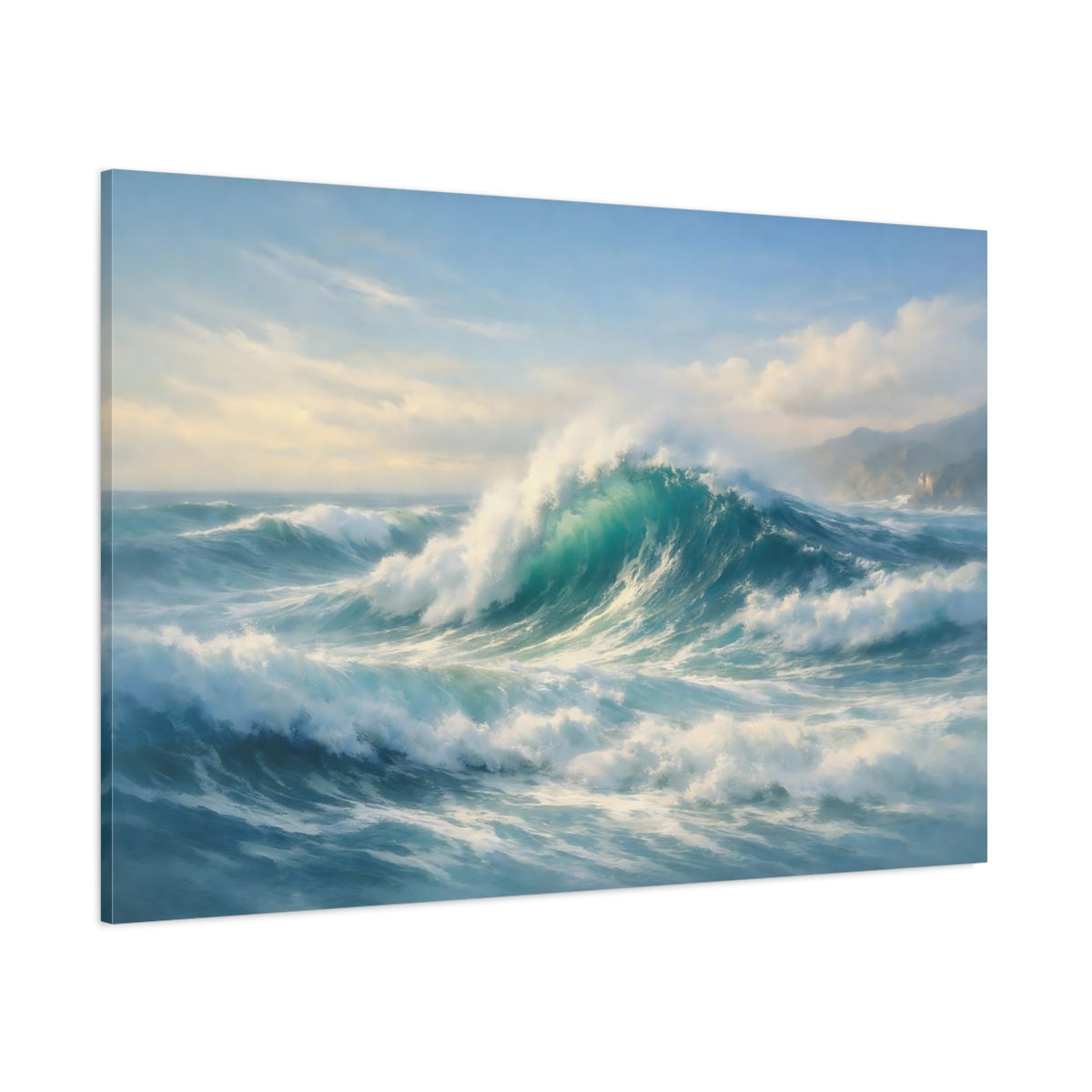Nature Ocean Waves shown as stretched canvas wall art