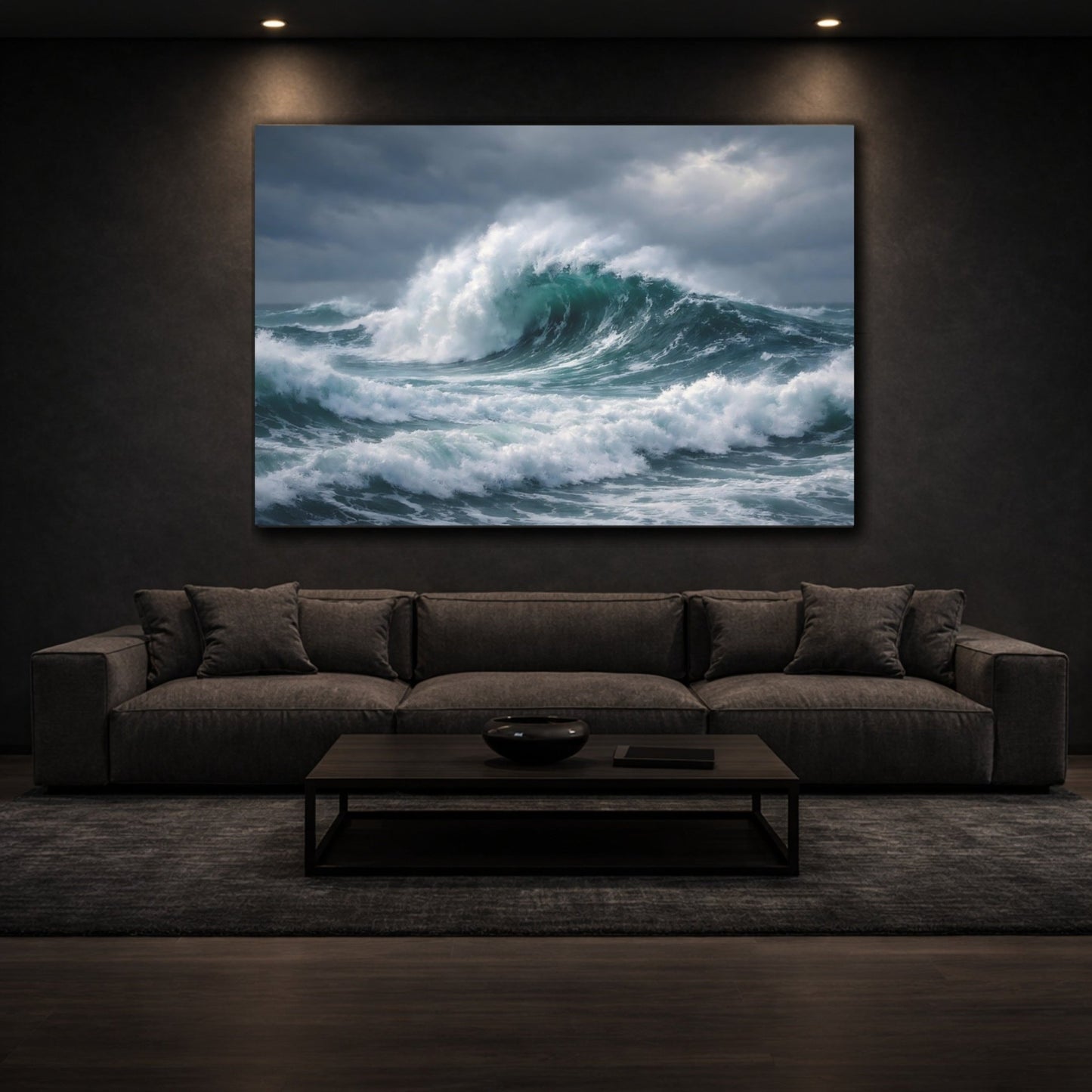 Nature Ocean Waves Deep Blue - Canvas Wall Art Print - YesArtYes