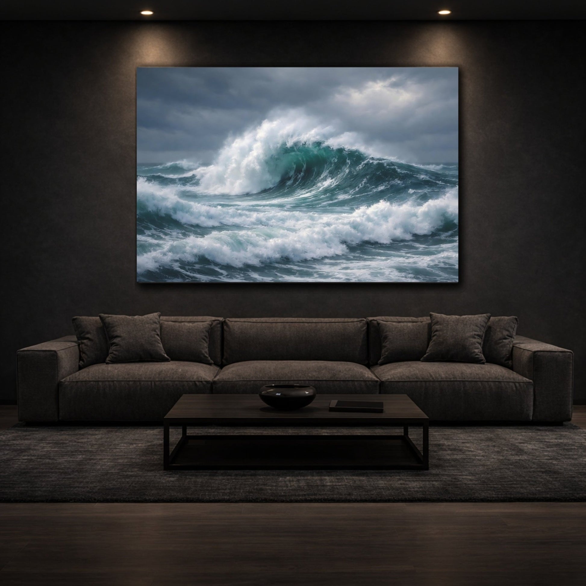 Nature Ocean Waves Deep Blue - Canvas Wall Art Print - YesArtYes