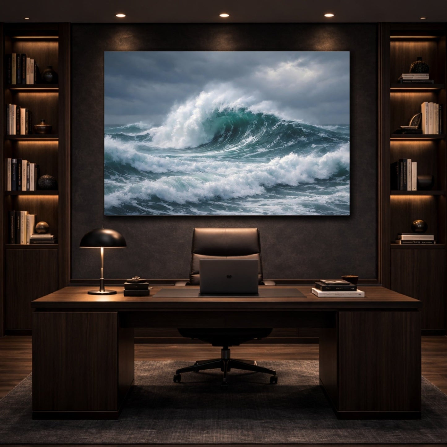 Nature Ocean Waves Deep Blue - Canvas Wall Art Print - YesArtYes