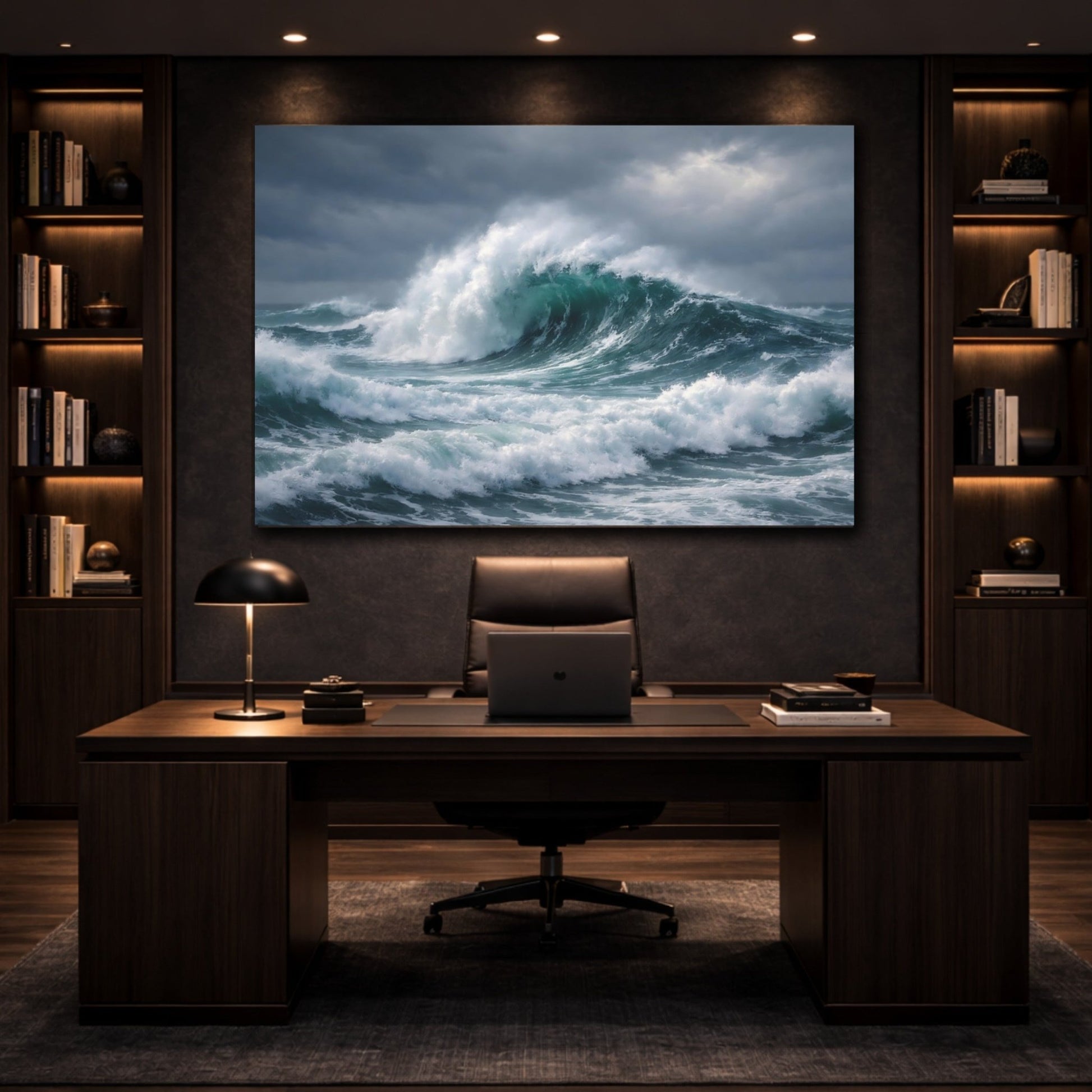 Nature Ocean Waves Deep Blue - Canvas Wall Art Print - YesArtYes