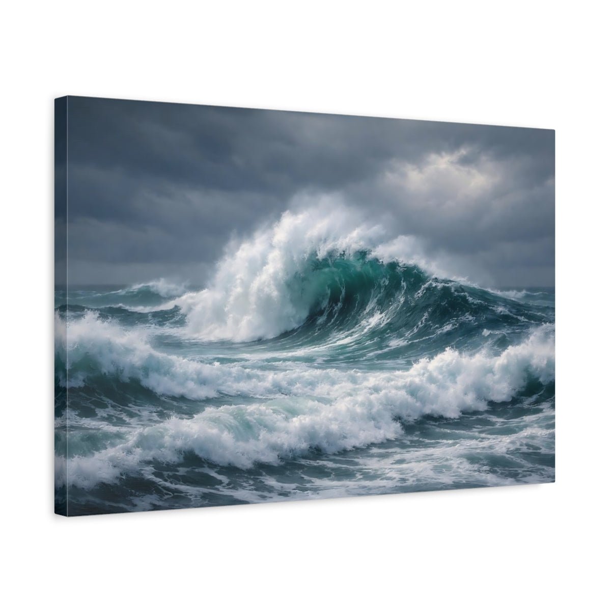 Nature Ocean Waves Deep Blue - Canvas Wall Art Print - YesArtYes