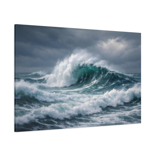 Nature Ocean Waves Deep Blue - Canvas Wall Art Print - YesArtYes