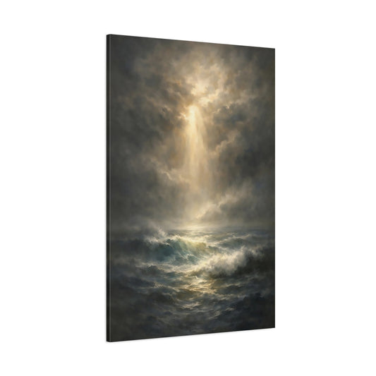 Main Mockup. Nature Ocean Waves Dramatic Ocean Art shown as stretched canvas wall art