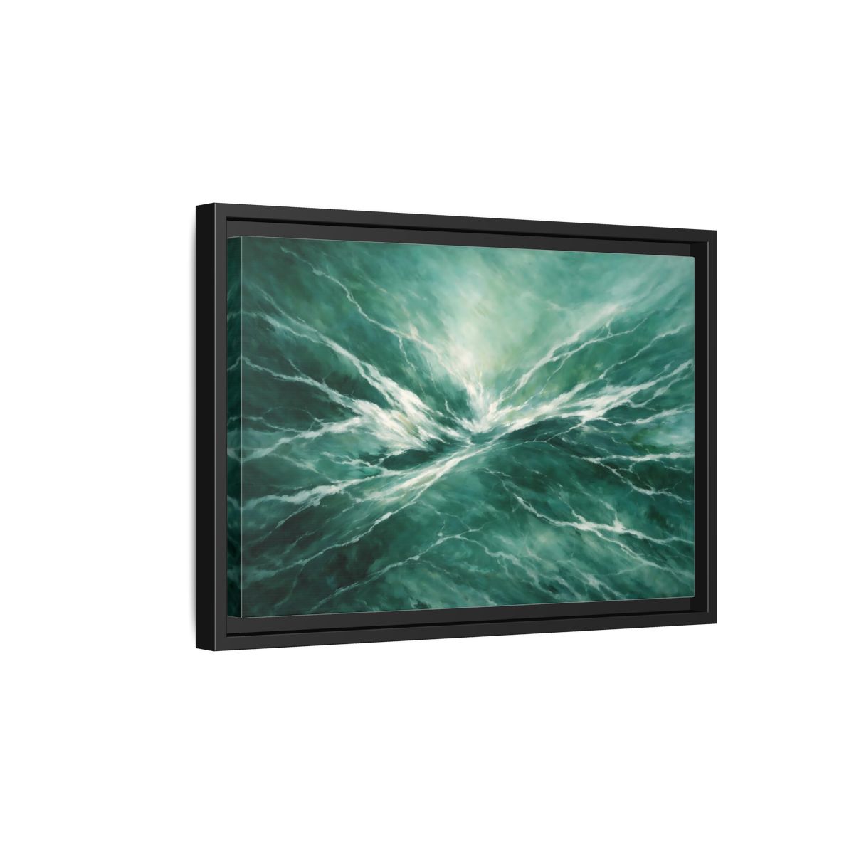 Side Mockup 6. Nature Ocean Waves Green Ocean Waves shown as stretched canvas wall art
