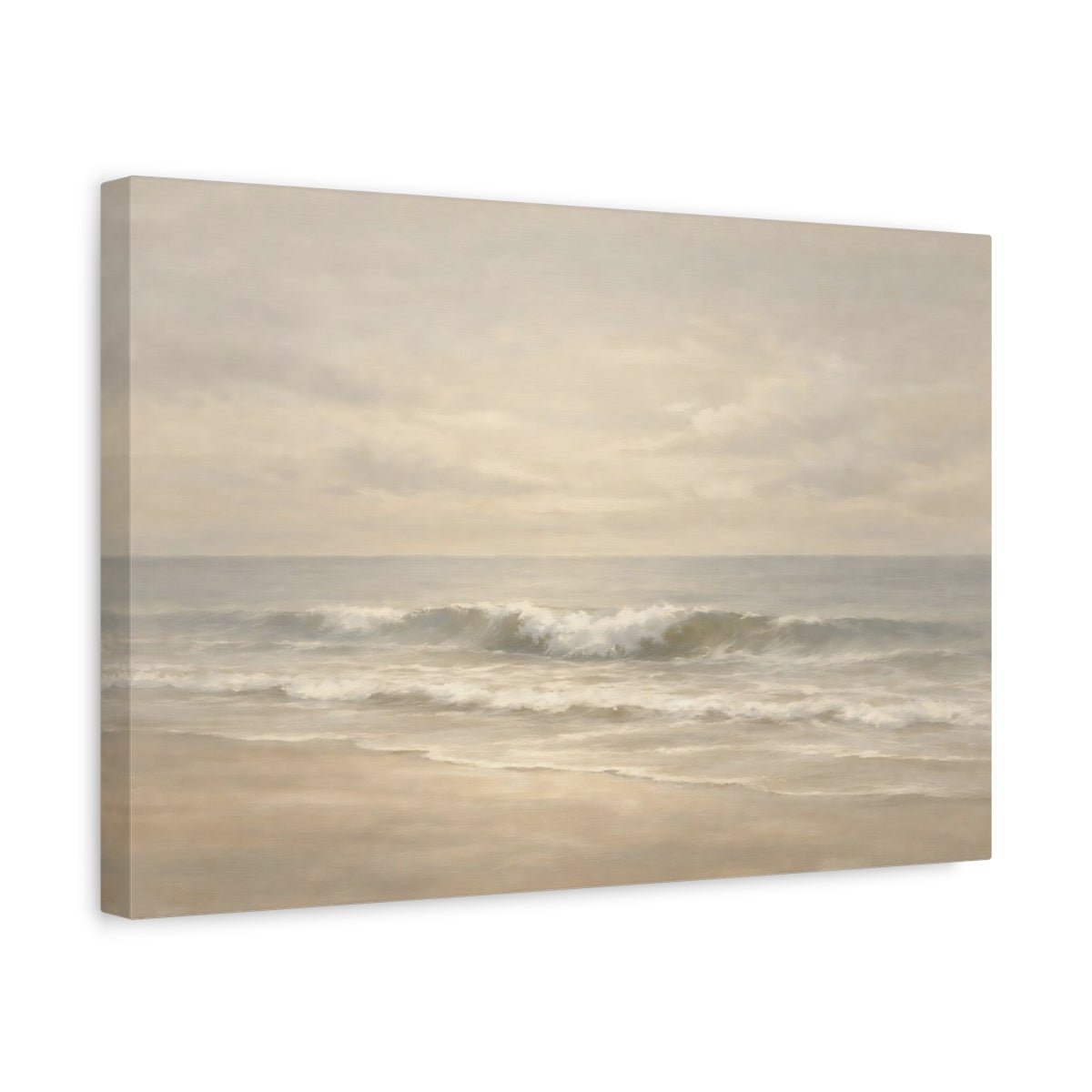 Side Mockup 4. Nature Ocean Waves Neutral Beach Waves shown as stretched canvas wall art