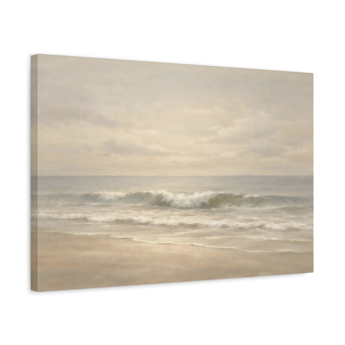 Side Mockup 3. Nature Ocean Waves Neutral Beach Waves shown as stretched canvas wall art
