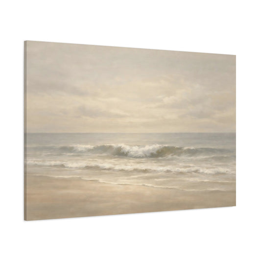 Main Mockup. Nature Ocean Waves Neutral Beach Waves shown as stretched canvas wall art