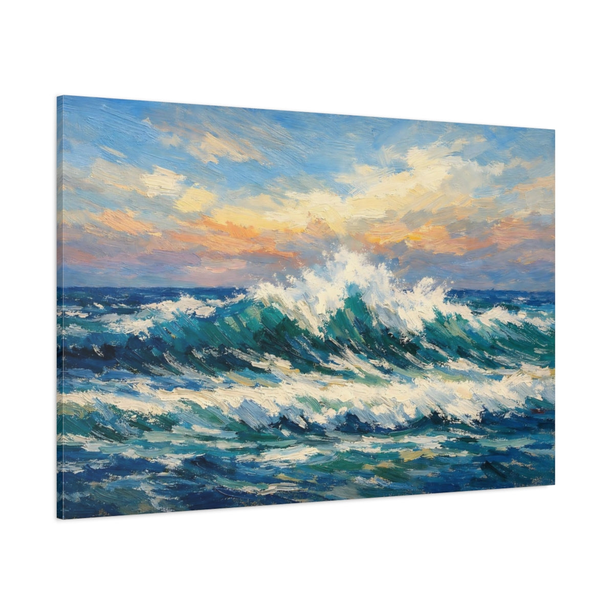Main Mockup. Nature Ocean Waves Ocean Wave Sunset shown as stretched canvas wall art