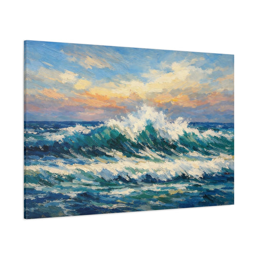 Main Mockup. Nature Ocean Waves Ocean Wave Sunset shown as stretched canvas wall art