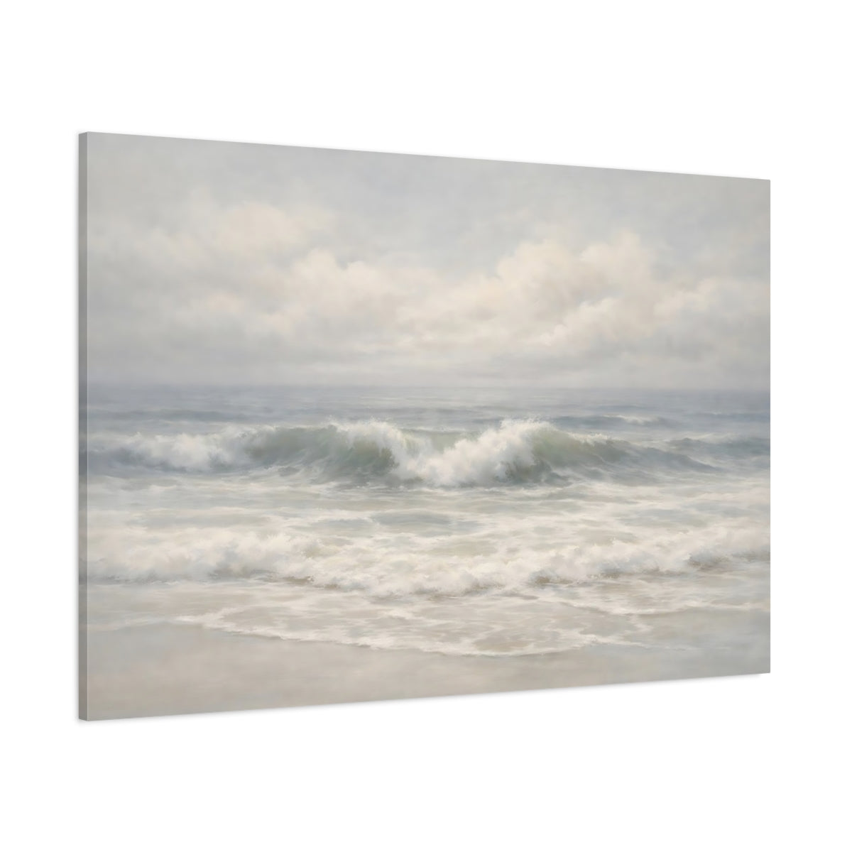 Main Mockup. Nature Ocean Waves Ocean Waves, Blue And White shown as stretched canvas wall art
