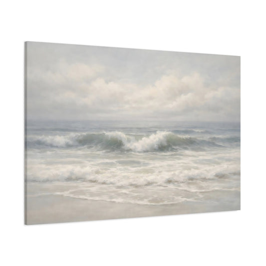 Main Mockup. Nature Ocean Waves Ocean Waves, Blue And White shown as stretched canvas wall art
