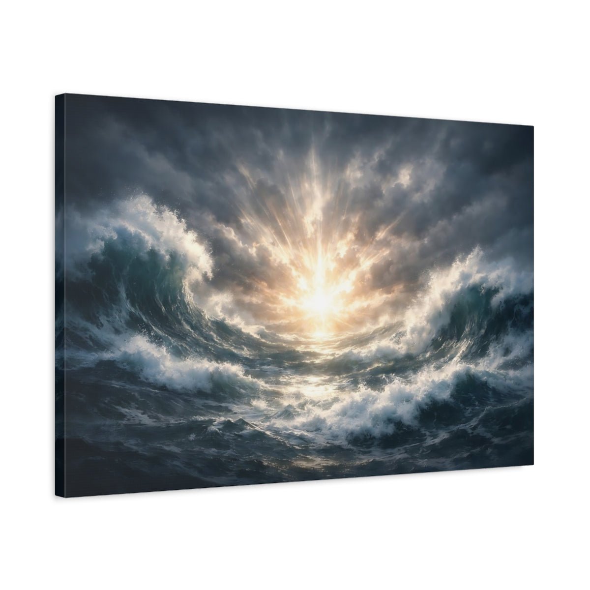 Nature Ocean Waves Stormy Blue - Canvas Wall Art Print - YesArtYes
