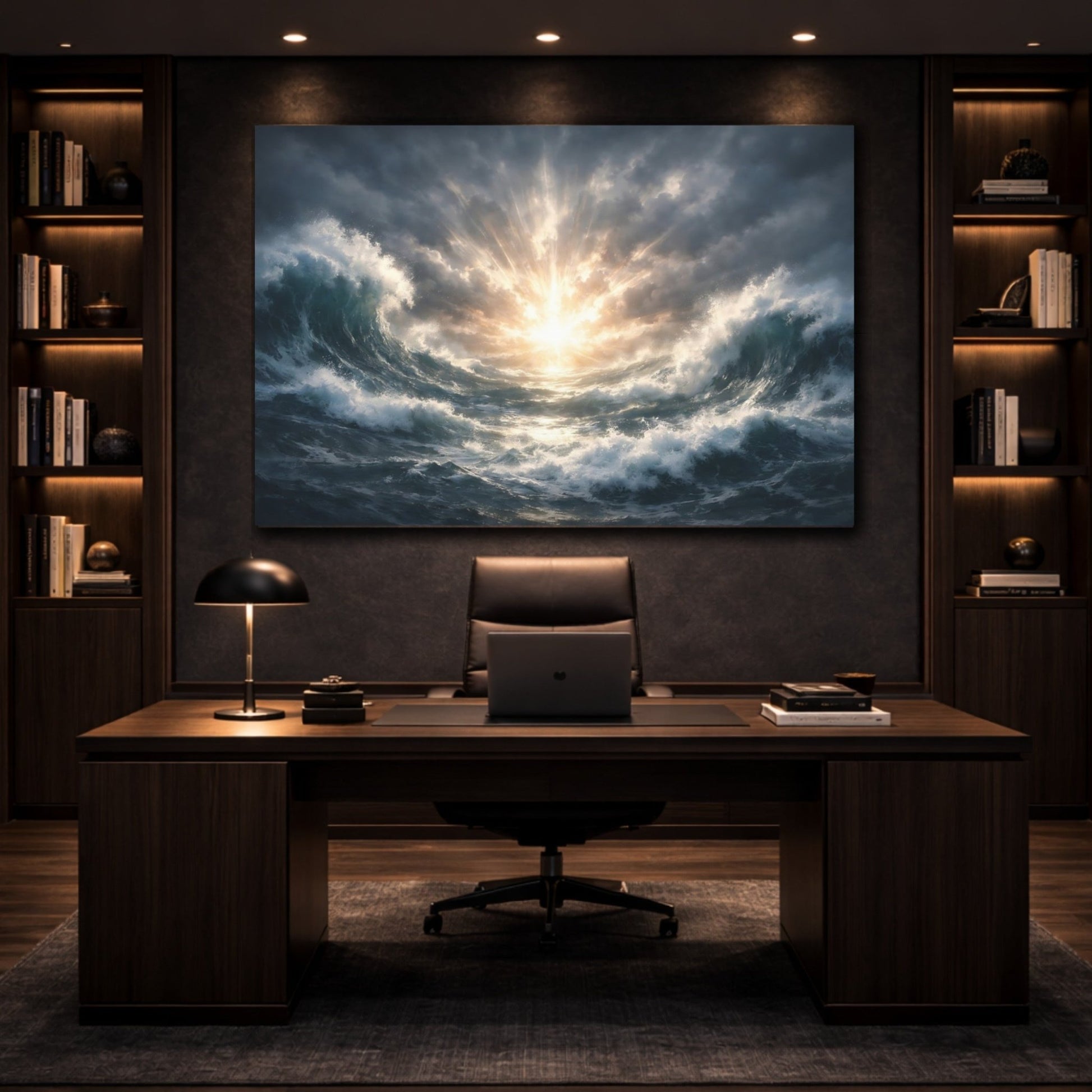 Nature Ocean Waves Stormy Blue - Canvas Wall Art Print - YesArtYes