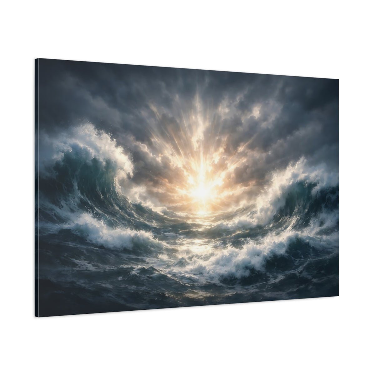 Nature Ocean Waves Stormy Blue - Canvas Wall Art Print - YesArtYes