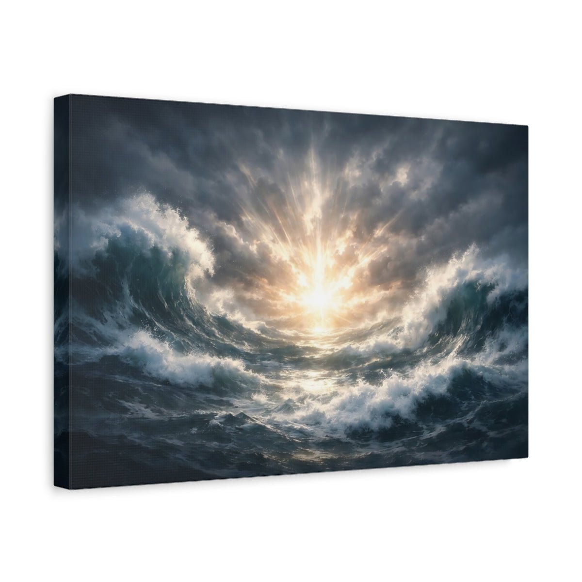 Nature Ocean Waves Stormy Blue - Canvas Wall Art Print - YesArtYes