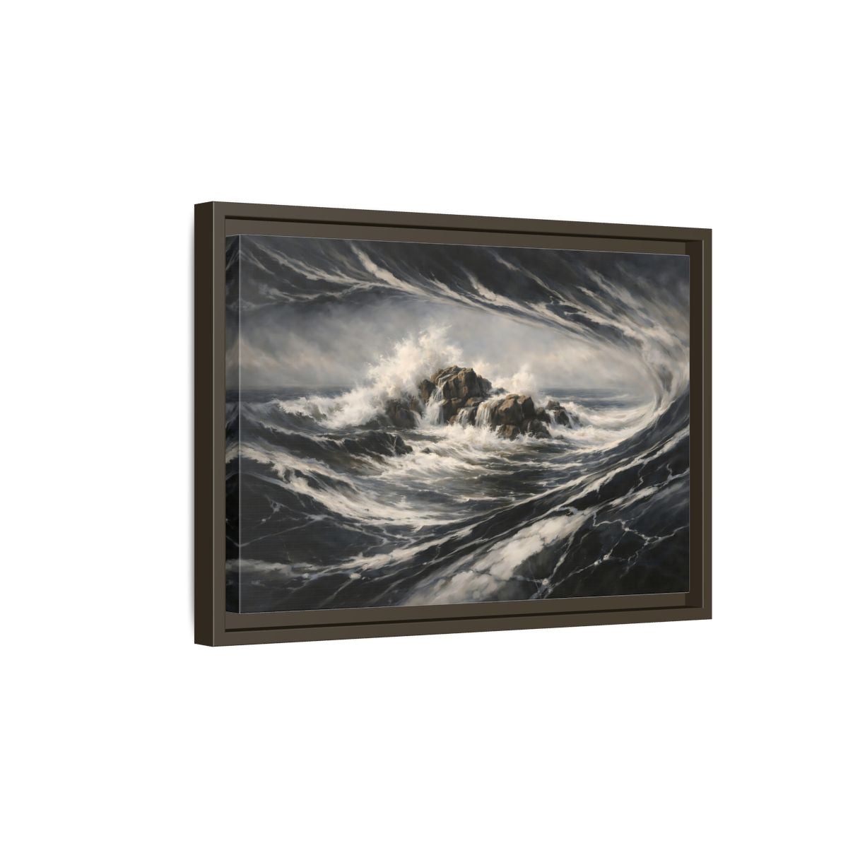 Side Mockup 5. Nature Ocean Waves Stormy Ocean shown as stretched canvas wall art