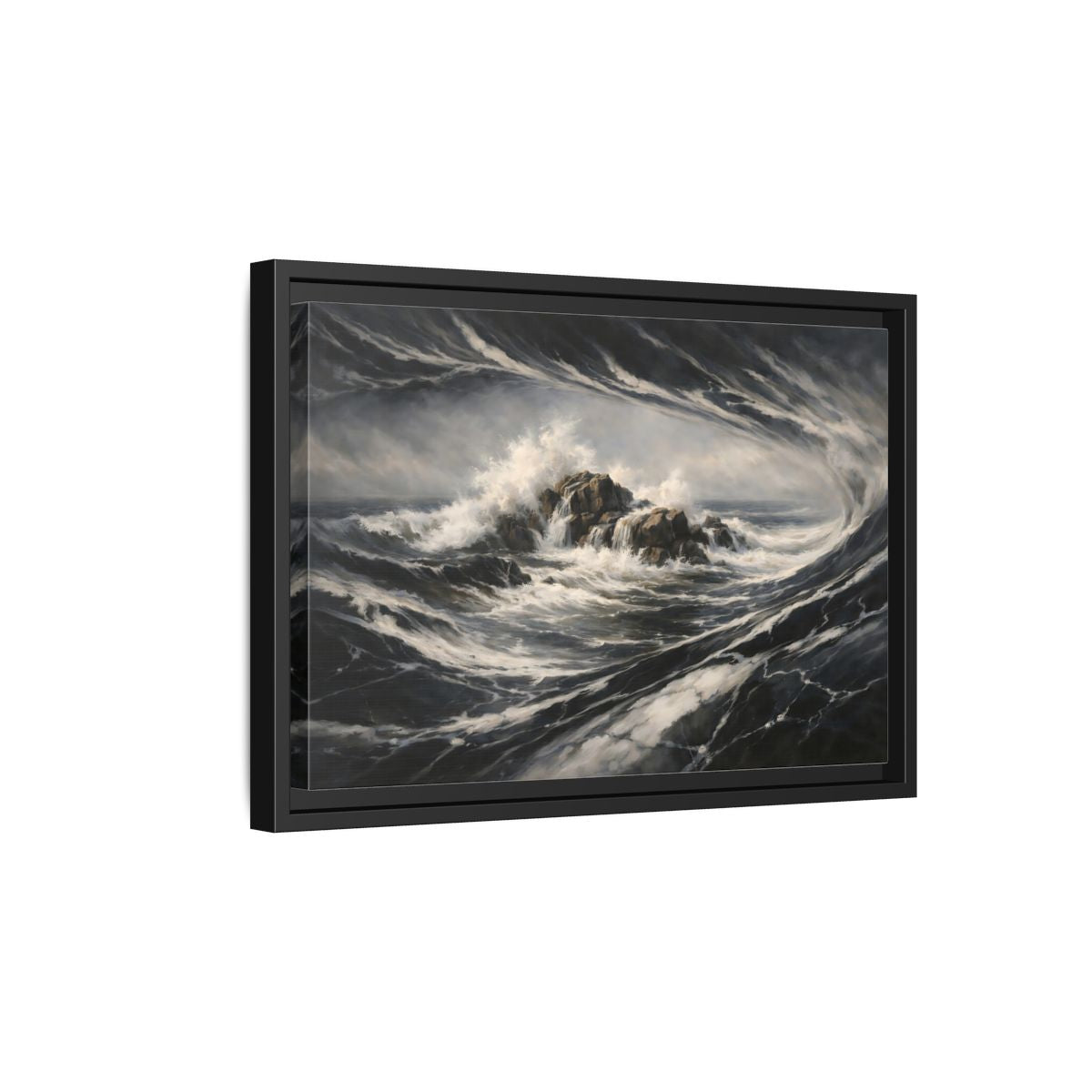 Side Mockup 6. Nature Ocean Waves Stormy Ocean shown as stretched canvas wall art