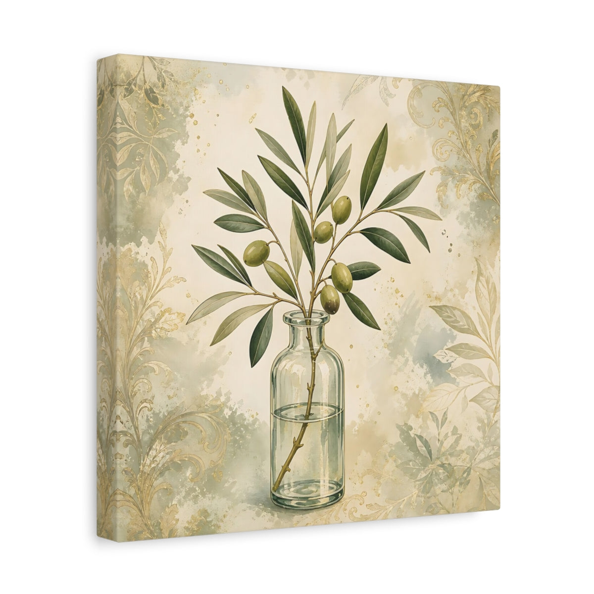 Side Mockup 8. Nature Olive Branch Olive Branch Decor shown as stretched canvas wall art
